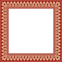 square gold with red national Persian ornament. Rectangle, frame, border, ethnic pattern of the peoples of Iran, Iraq, Tajikistan vector
