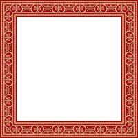 square gold with red border, frame, Pompeii. Rectangle Neopolitan ornament. Art of Ancient Rome. Template for stained glass vector