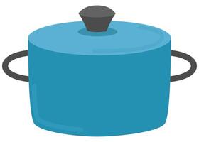 Flat illustration of saucepan covered with lid isolated on white background. vector