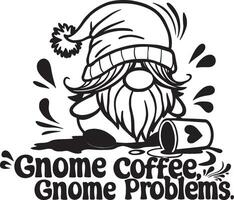 Gnome with Spilled Coffee and Gnome Coffee, Gnome Problems Text vector