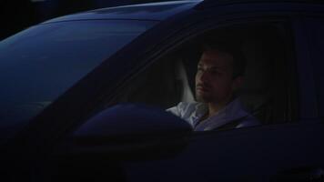 Night Drive Experiencing Intense Focus and Concentration While Driving in a Car video