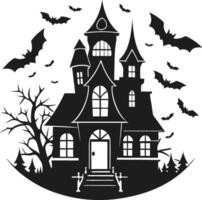 Creepy Silhouette of Haunted House vector