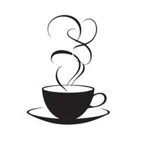 a black and white cup with steam coming out of it vector