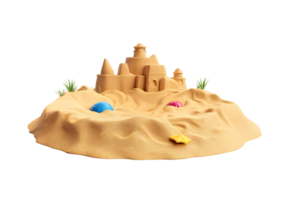 Sandcastle on a Beach. Isolated on transparent background png