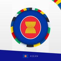 ASEAN Flag with Colorful Circle Border. vector