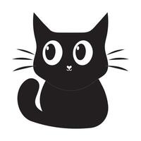 Black Cat icon Illustration, cute black cat with big eyes and a simple design. Perfect for use in graphic projects, product design vector