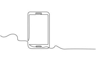 Mobile phone touch screen gadget modern technology design one sketch outline drawing vector