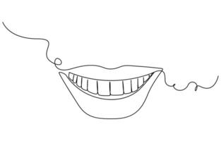 Tooth icon in continuous line drawing style illustration vector