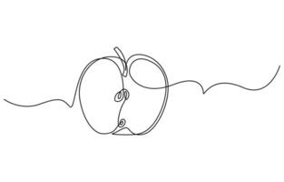 Continuous one single line art drawing of apples icon organic food vector