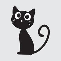 Black Cat icon Illustration, cute black cat with big eyes and a simple design. Perfect for use in graphic projects, product design vector