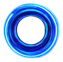 Bright blue circular abstract design with swirling patterns illuminated from within, cut out - stock . png