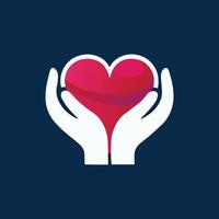 Simple line icon of a heart in hand vector