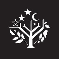 Star moon branching tree vector