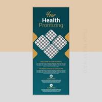 Modern your health prioritizing rollup banner design. vector