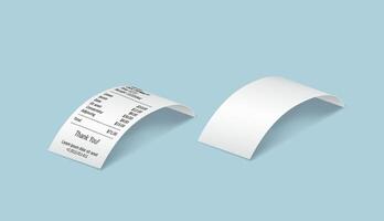 Paper bills practical outline set. Clear and filled receipts for buys in shop. Monetary records 3d components on light blue vector