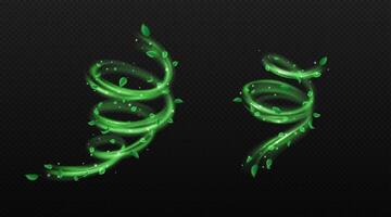 Clears out and green powder spins practical outline set. Enchantment discuss streams with spring foliage 3d components vector