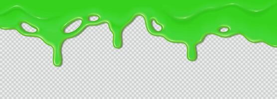Green streaming poisonous ooze. Fluid wave of paint or sauce. 3d reasonable outline. Halloween plan. Streaming liquid clot. Beat level border of the outline vector