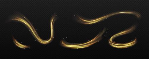 Mysterious whirls of brilliant powder and sparkles reasonable outline set. Dreamlike spins of sparkle 3d components vector