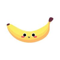 Cute smiling Banana character in flat style isolated on white background. Happy banana fruit vector