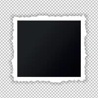 Blank retro photo frame with torn edge. Retro photo card template vector