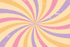 Groovy hippie retro style background with colored twisted waves and grunge texture vector