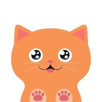 Happy ginger cat with paw prints. Cute cartoon character vector