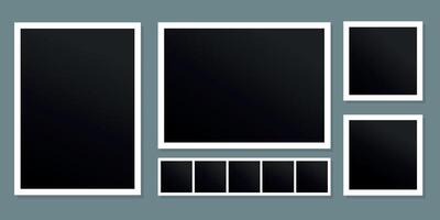 Retro photo frames set in different shapes. Blank instant photo cards vector