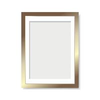 Modern golden colored picture frame isolated on white background. Minimalist photo frame. Frame border for poster, painting, photo vector