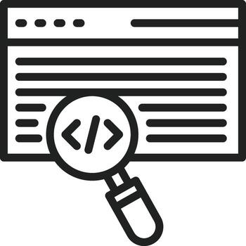 Code Search icon vector image. Suitable for mobile apps, web apps and print media.