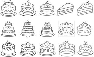 Various types of cakes vector