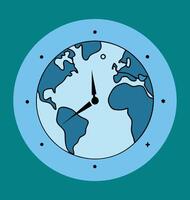 world map with Timer for save eco vector