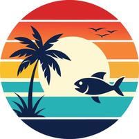 tropical island with trees and sea logo , icon, element, and template vector