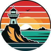 lighthouse on the sea logo , icon, element, and template vector
