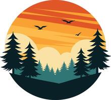 landscape with trees and mountains logo , icon, element, and template vector