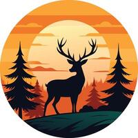 deer in the forest logo , icon, element, and template vector