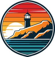 lighthouse on the island logo , icon, element, and template vector