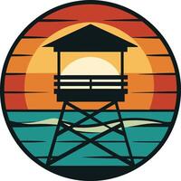 grain elevator in the field Tshirt Sticker of a retro inspired design vector
