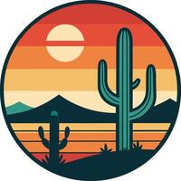 cactus in desert logo , icon, element, and template vector