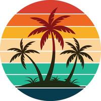 tree on the beach Tshirt Sticker of a retro inspired design vector
