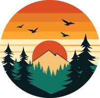 illustration of a landscape with trees logo , icon, element, and template vector
