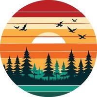 landscape with trees logo , icon, element, and template vector