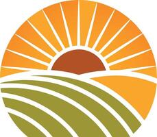 landscape with sun logo , icon, element, and template vector