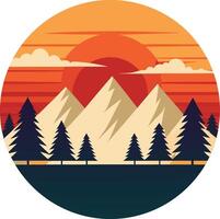 illustration of a mountain landscape with trees logo , icon, element, and template vector