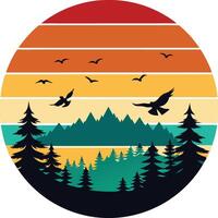 landscape with trees and mountains logo , icon, element, and template vector