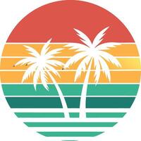 tropical island with palm trees logo , icon, element, and template vector