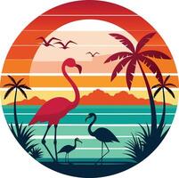 flamingo on the beach logo , icon, element, and template vector