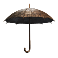 Rustic wooden umbrella with a dark canopy displayed against a plain background png
