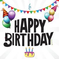 Beautiful handwritten modern happy birthday calligraphy and background in multi color. Use both in print media and digital platforms. vector