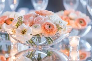 Glamorous floral centerpiece with soft blooms photo