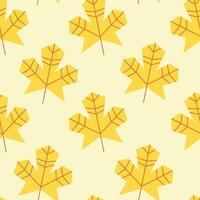 Light yellow autumn maple leaves seamless pattern background vector